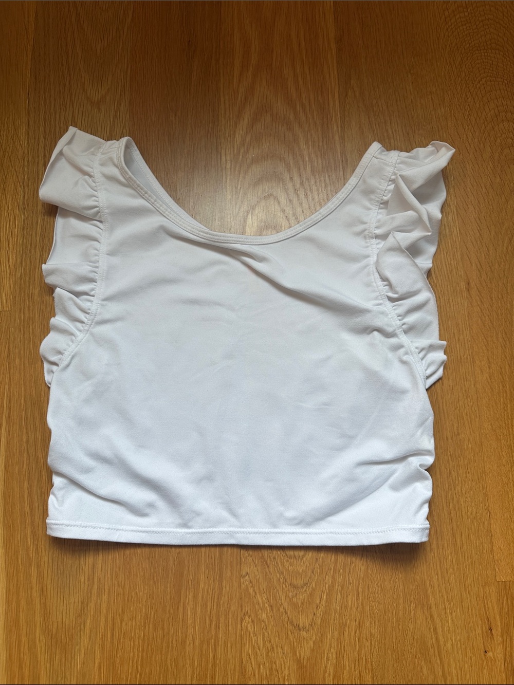 FP Movement; White Ruffle Sleeve Crop Top